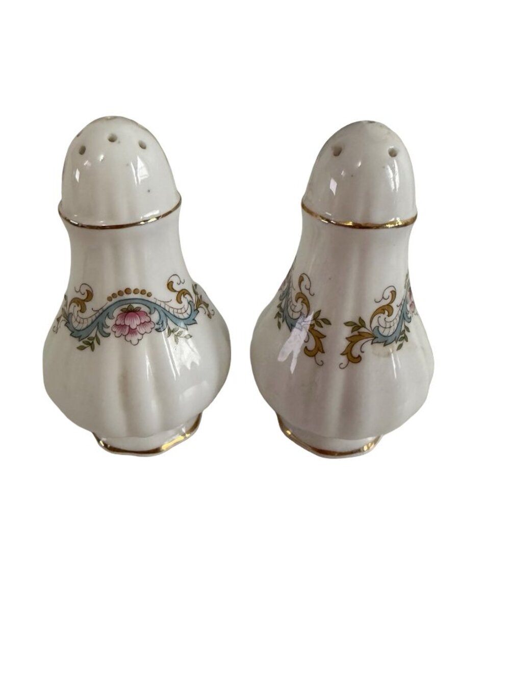 Vintage Paragon Fine Bone China Salt & Pepper Shakers England Floral Gold Trim S